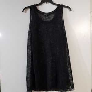 Eileen Fisher Mesh Black Tank Large